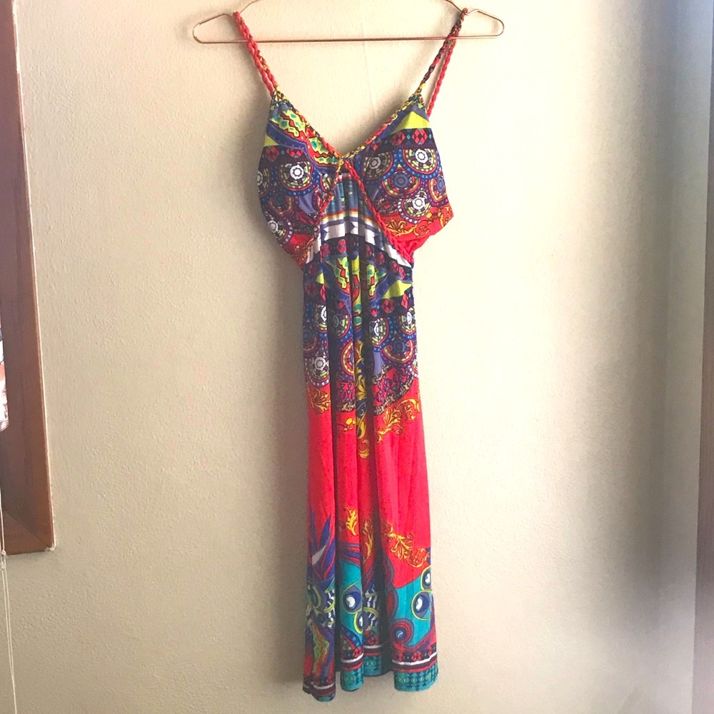 Orange Dress with Geometric Designs